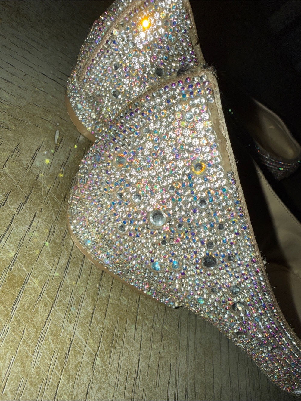 Betsey Johnson Iridescent Crystal Embellished Pointed Flats - Pink/Multicolor - Picture 5 of 6